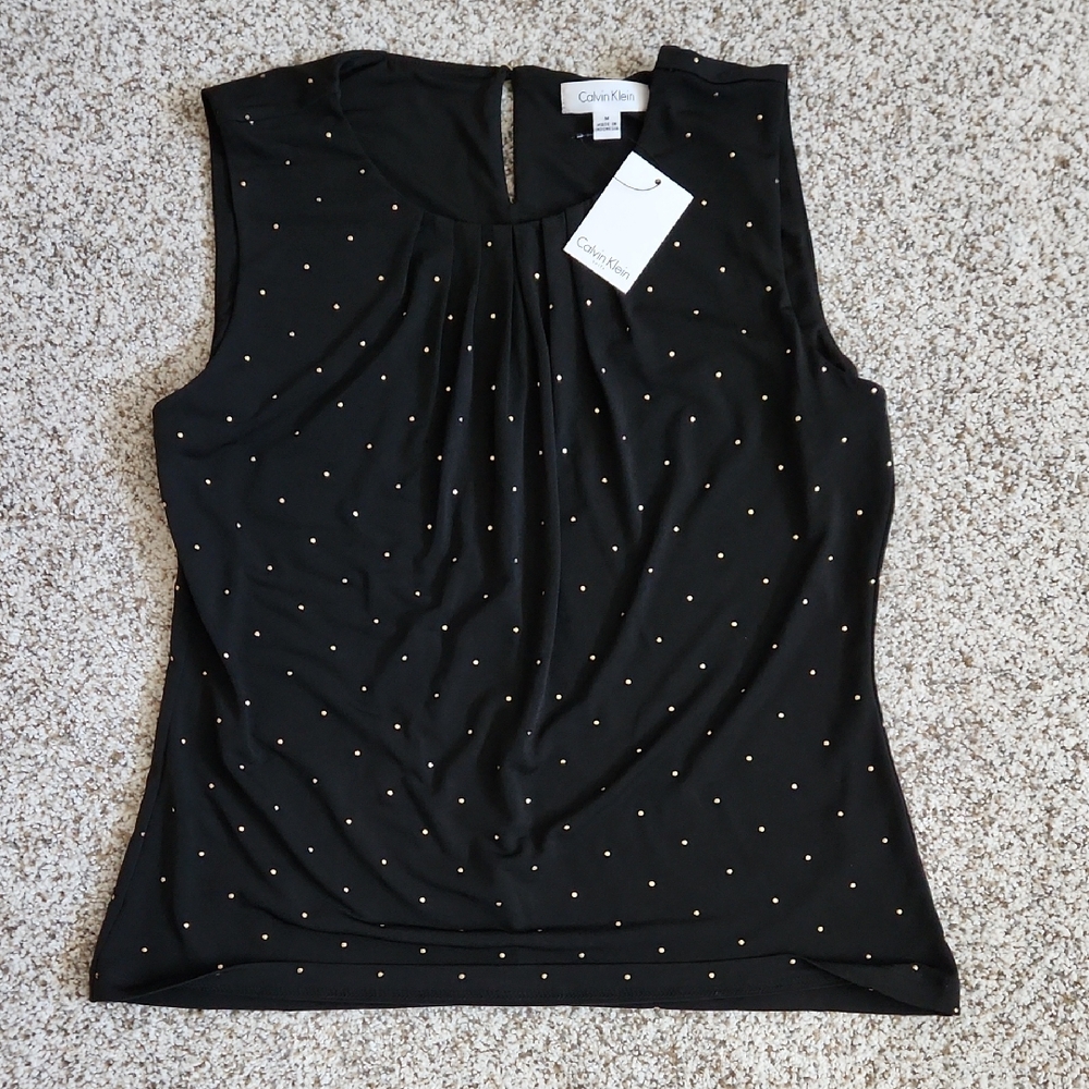 Calvin Klein Black Sleeveless Studded Tank Top